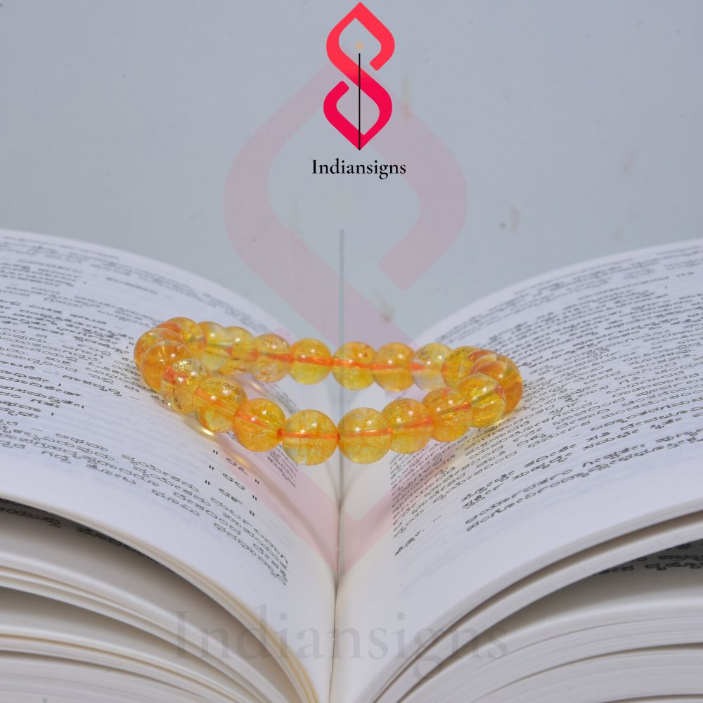 "Handmade citrine stone bracelet with elastic band"