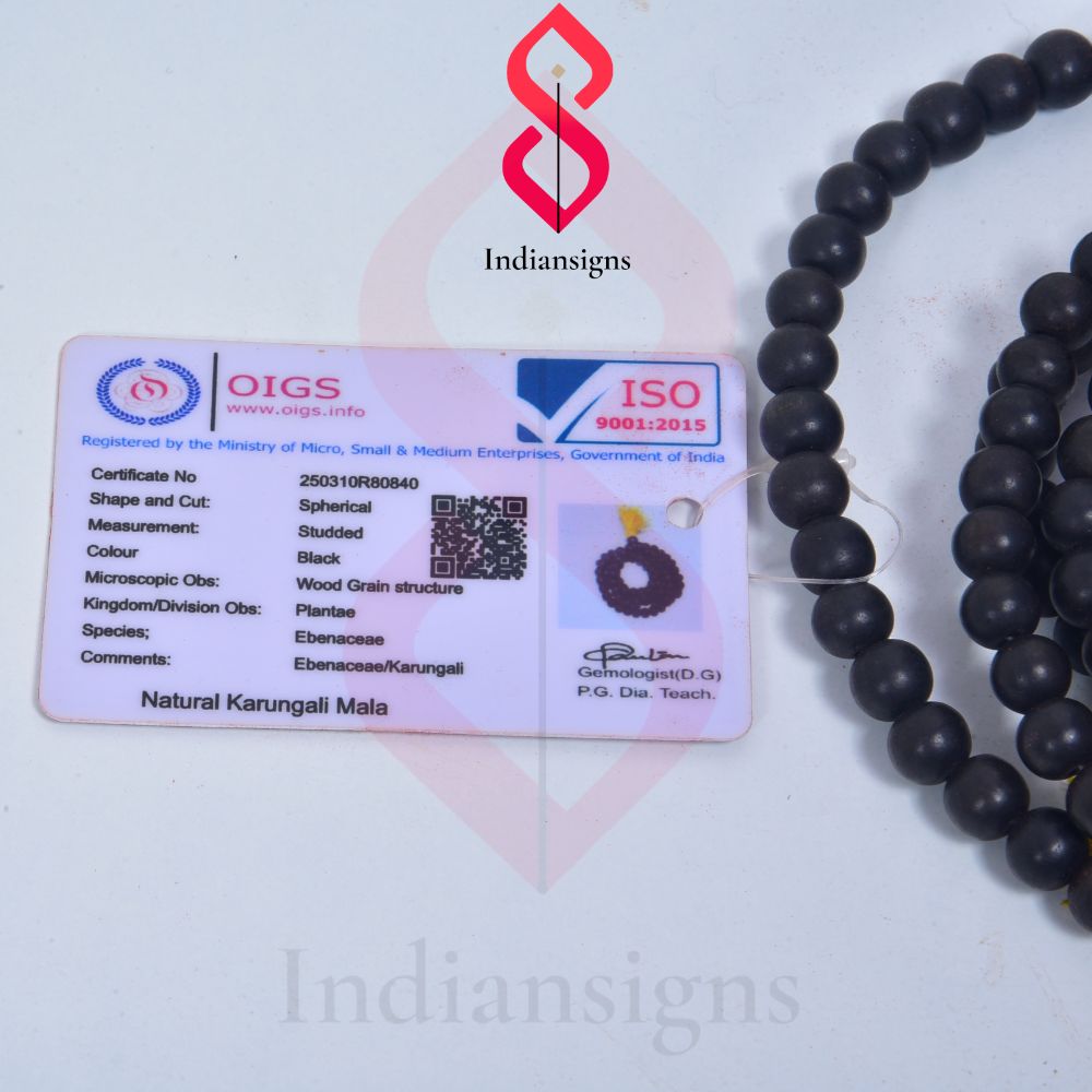 "Traditional Karungali japamala handcrafted from natural wood"