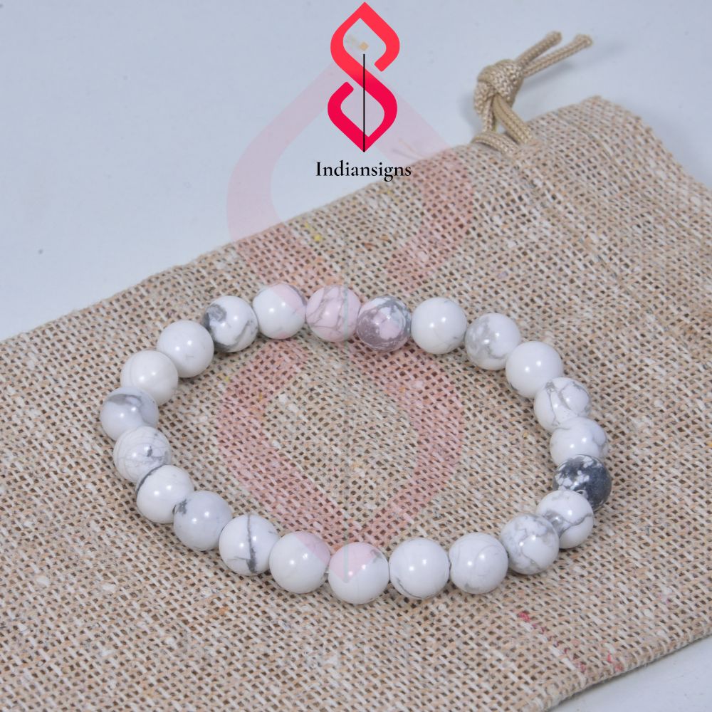 "Natural howlite gemstone bracelet for daily wear"
