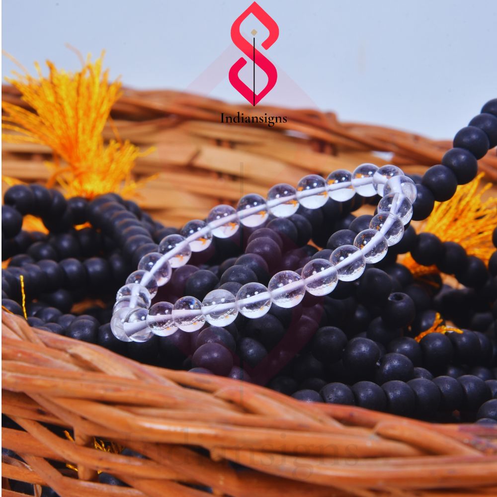 "Handmade clear quartz crystal bracelet with elastic band"